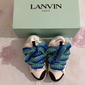 Lanvin Cream and Blue Sneakers